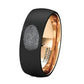 Finger Print Engraved Rose Gold Inlay Tungsten Ring Brushed Dome Comfort Fit - AydinsJewelry