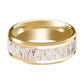 14K Yellow Gold Wedding Ring with White Deer Antler Inlay Beveled Edge and Polished - AydinsJewelry