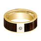 Mens Wedding Band Polished 14k Yellow Gold & Black Walnut Inlay with Diamond - 8mm - AydinsJewelry