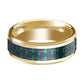 14K Yellow Gold Mens Wedding Band with Black & Green Carbon Fiber Inlay Beveled Polished Design