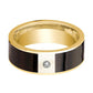 Mens Wedding Band Polished 14k Yellow Gold Flat Wedding Ring with Ebony Wood Inlay & Diamond - 8mm - AydinsJewelry