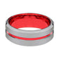 BMW Silver And Red Tungsten Mens Wedding Band