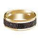 14K Yellow Gold Wedding Ring Dark Deer Antler Inlay Beveled Edge and Polished - AydinsJewelry