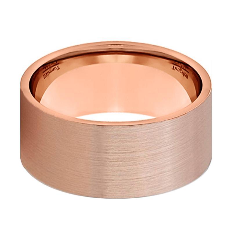 Flat Rose Gold Brushed Tungsten Carbide Wedding Ring