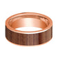 Mens Wedding Band Polished Flat 14k Rose Gold Wedding Ring with Rose Wood Inlay - 8mm