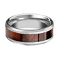 Tungsten Wood Ring - Red Wood Inlay - Tungsten Wedding Band - Polished Finish - 8mm - Tungsten Wedding Ring