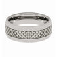 Mens Tungsten Wedding Band w/ White Carbon Fiber Inlay Domed 8mm Tungsten Carbide Ring