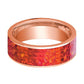 Mens Wedding Band 14K Rose Gold with Red Opal Inlay Flat Polished Design - AydinsJewelry