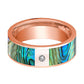 Mens Wedding Band 14K Rose Gold with Mother of Pearl Inlay and Diamond Flat Polished Design - AydinsJewelry