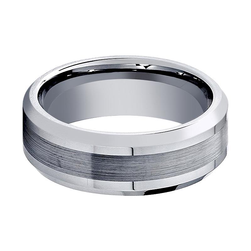 Mens Tungsten Wedding Band Brushed Center 6mm 8mm Tungsten Carbide Ring