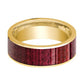 Mens Wedding Band Polished 14k Yellow Gold Men’s Wedding Ring with Purpleheart Wood Inlay  - 8mm - AydinsJewelry