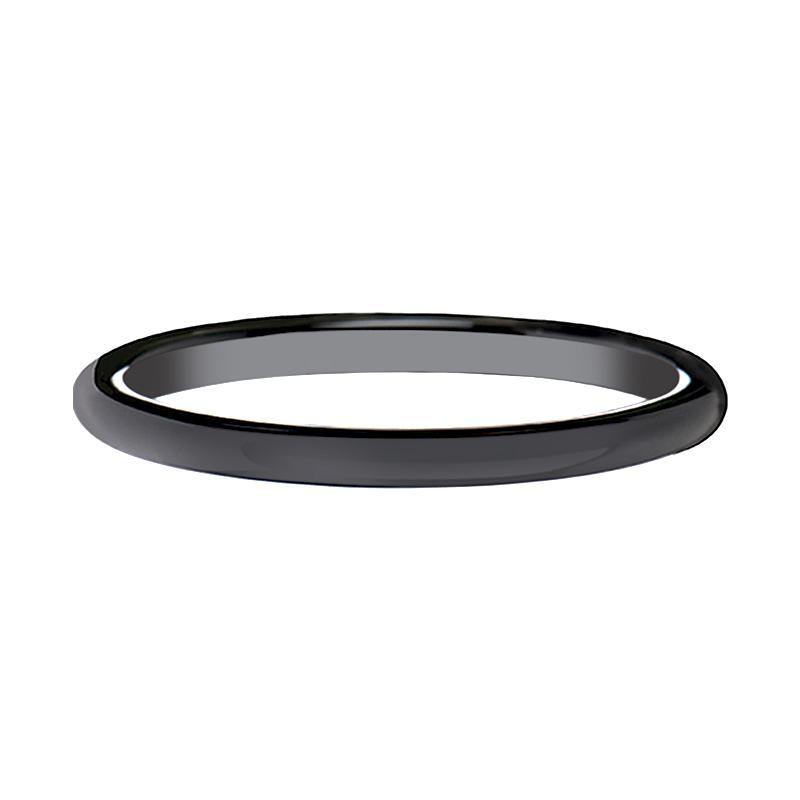 ALESSIA Black Ceramic Ring Domed Shaped Wedding Band for Women - AydinsJewelry