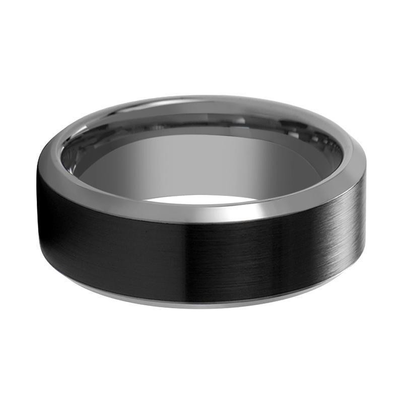 IAN Black Tungsten & Ceramic Ring Brushed