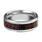 Tungsten Dark Brown Antler Inlay - Tungsten Wedding Band - Beveled - Polished Finish - 8mm - Tungsten Wedding Ring - AydinsJewelry