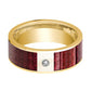 Mens Wedding Band Polished 14k Yellow Gold Men’s Wedding Ring with Purpleheart Wood Inlay  & Diamond - 8mm - AydinsJewelry