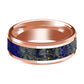 14K Rose Gold Lapis Inlay Beveled Edge Mens Wedding Band Polished Design - AydinsJewelry