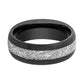 Tungsten Ring Black Brushed Domed w/ Meteorite Inlay Center Wedding Band 8mm Tungsten Carbide Wedding Ring