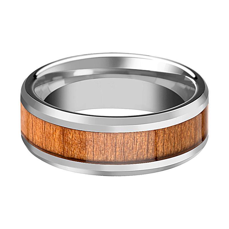 Tungsten Wood Ring - Black Cherry Wood - Tungsten Wedding Band - Polished Finish - 6mm - 8mm - 10mm - Tungsten Wedding Ring