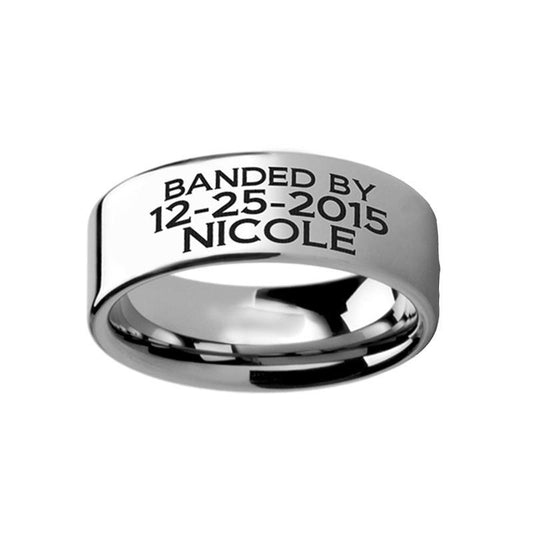 Duck Band Style - Laser Engraved - Flat Tungsten Ring - 4mm - 6mm - 8mm - 10mm - 12mm - AydinsJewelry