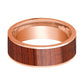 Mens Wedding Band Polished Flat 14k Rose Gold Wedding Ring with Padauk Wood Inlay - 8mm - AydinsJewelry