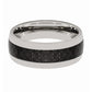 Mens Tungsten Wedding Band w/ Black Carbon Fiber Inlay Domed 8mm Tungsten Carbide Ring