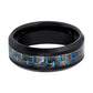 Tungsten Ring Black Shiny Polished w/ Blue Carbon Fiber Inlay