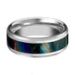 Tungsten Wedding Band Spectrolite Inlay Mens Tungsten Ring Beveled Polished Finish Tungsten Carbide