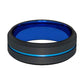 ATOM Beveled Edge with Blue Groove Tungsten Wedding Band