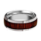 Tungsten Wood Ring - Rose Wood Inlay - Tungsten Wedding Band - Polished Finish - 8mm - Tungsten Carbide Wedding Ring