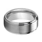 Tungsten Carbide Wedding Band Brushed Center Polished Stepped and Beveled Edge 7mm, 9mm