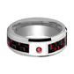 Red Diamond Wedding Band - Tungsten Ring - Red and Black Tungsten - Red Carbon Fiber - Beveled Edge - Tungsten Wedding Band - 8mm