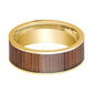 Mens Wedding Ring 14K Pipe Cut Yellow Gold Ring Wedding Band with Rare Koa Wood Inlay and Polished Edges - 8mm - AydinsJewelry