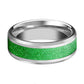 Tungsten Sparkling Green Inlay - Tungsten Wedding Band - Beveled - Polished Finish - 8mm - Tungsten Wedding Ring - AydinsJewelry