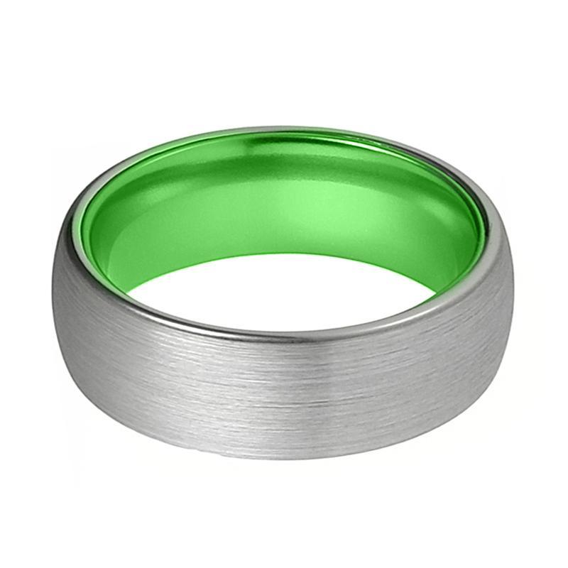 PAGANI Silver Brushed Acid Green Tungsten Ring