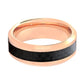 Rose Gold & Carbon Fiber Inlay Tungsten Wedding Ring for Men & Women Tungsten Carbide Band