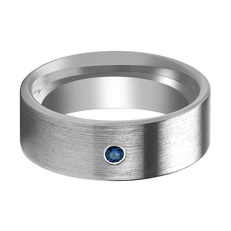 JAYCE Flat Blue Diamond Ring Brushed