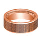 Mens Wedding Band Polished Flat 14k Rose Gold Wedding Ring with Sapele Wood Inlay - 8mm - AydinsJewelry