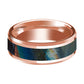 14K Rose Gold Mens Wedding Ring Inlaid with Spectrolite Beveled Edge Polished Design - AydinsJewelry