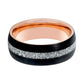 Rose Gold & Black with Meteorite Inlay Tungsten Mens Ring 8mm Tungsten Carbide Wedding Band
