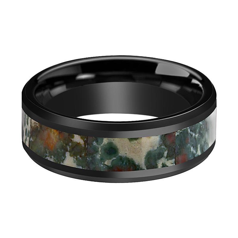 TRACE Coprolite Fossil Inlay Ceramic Wedding Band