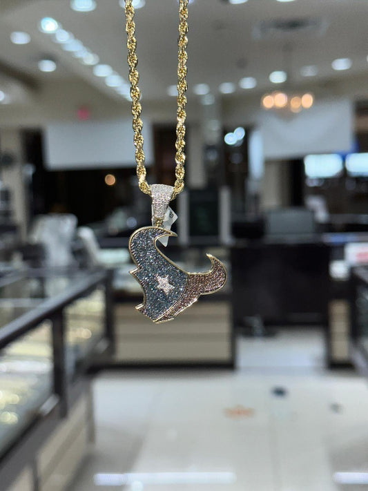10k Yellow .97carat Gold Houston Texans Diamond Pendant