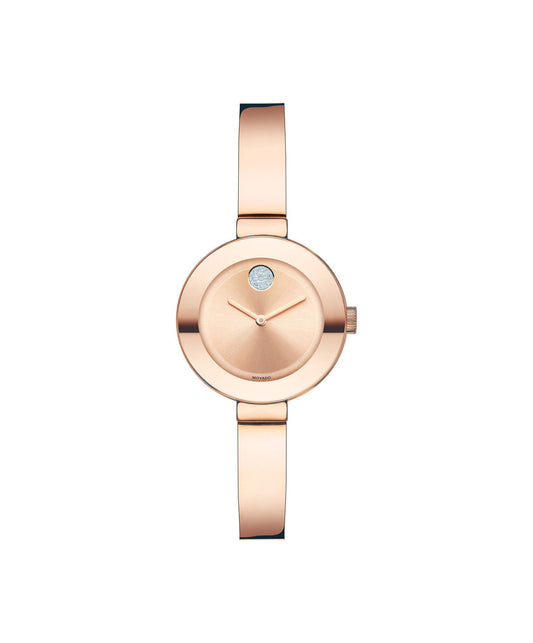 Movado Bold Ladies Stainless steel Rose Gold tone bangle 25mm 3600286