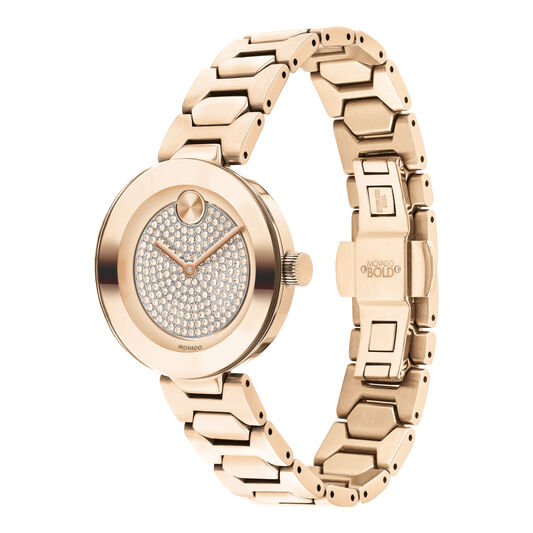 Movado Bold Women s 32mm Light Carnation Pink Pav Crystal 3600493