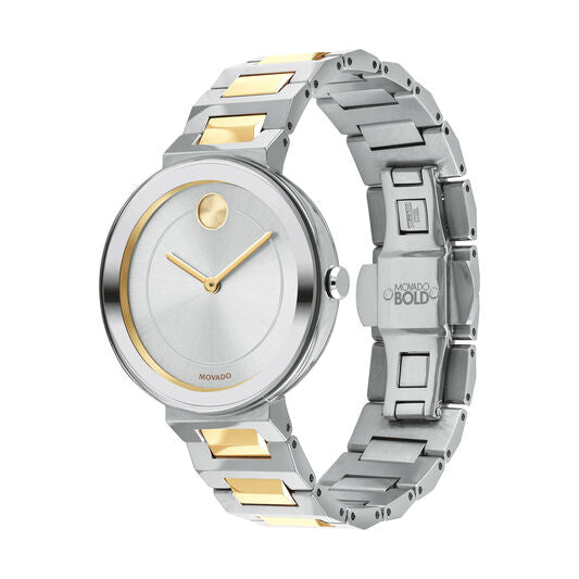 Movado Bold 34mm Two Tone Pale Yellow Gold Ion Plated Stainless Steel 3600548