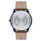 Movado Bold 42mm Mens Blue Ion-Plated Steel Case With Leather Strap 3600585
