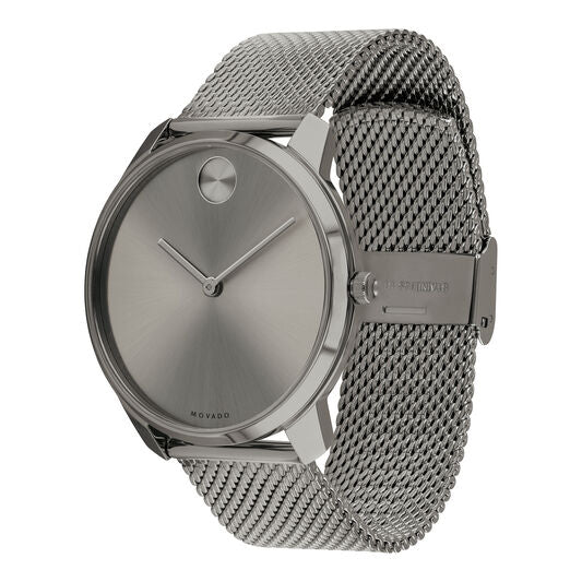 Movado Bold 42mm Grey Ion Plated Stainless Steel Mesh Bracelet 3600599