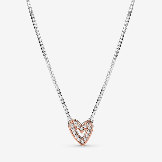 Sparkling Freehand Heart Necklace