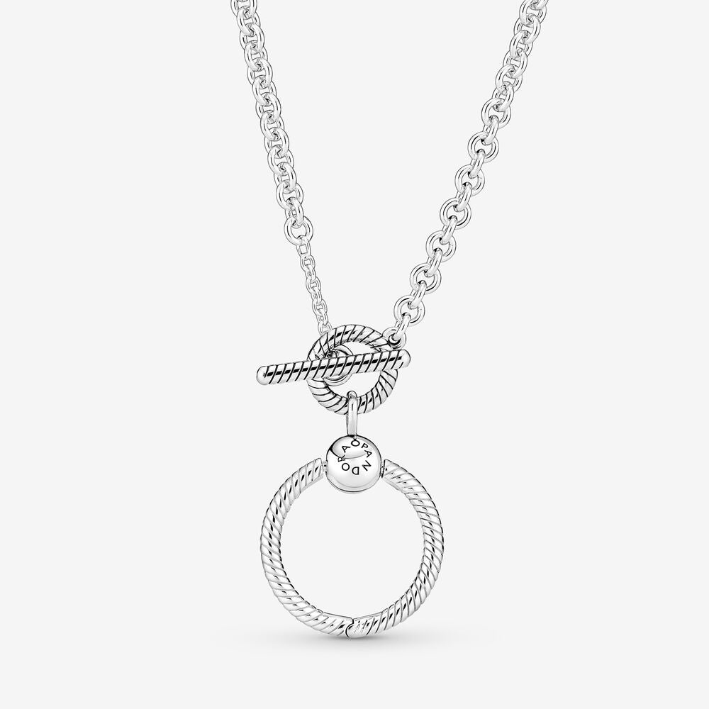 PANDORA 廃盤貴重Moments Tbar ネックレス　おまけクリップ付き Pandora Moments O Pendant T-bar Necklace – Monica Jewelers