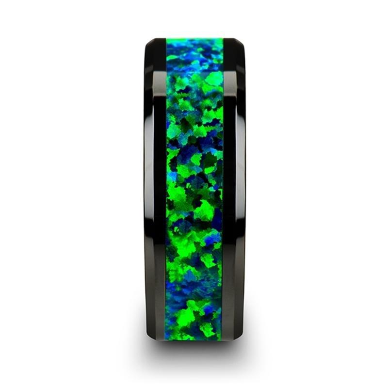 CHARLIE Emerald Green and Sapphire Blue Color Opal Inlay - AydinsJewelry