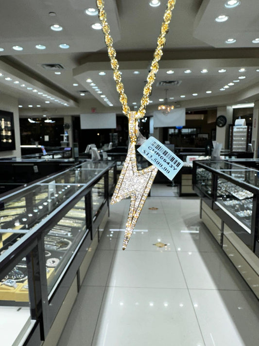 10k Yellow Gold 2.20ctw Diamond Lightning Pendant
